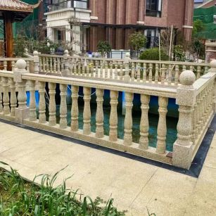 茂名黄金麻花岗岩石材栏杆，扶手，将军柱，花瓶柱