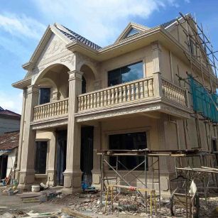 茂名 黄金麻花岗岩石材私人别墅雕花门楼柱阳台栏杆