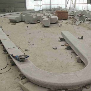 茂名 芝麻白花岗岩弧形花坛石，坐凳石