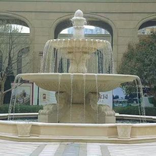 茂名 黄金麻花岗岩异型加工——户外庭院石雕流水喷泉