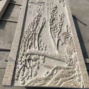 茂名 黄金麻雕刻板浮雕迎客松