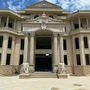 茂名 黄金麻别墅外墙干挂，大柱，大象，蘑菇石，雕花板