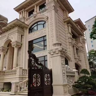 茂名 黄金麻花岗岩别墅外墙干挂效果展示