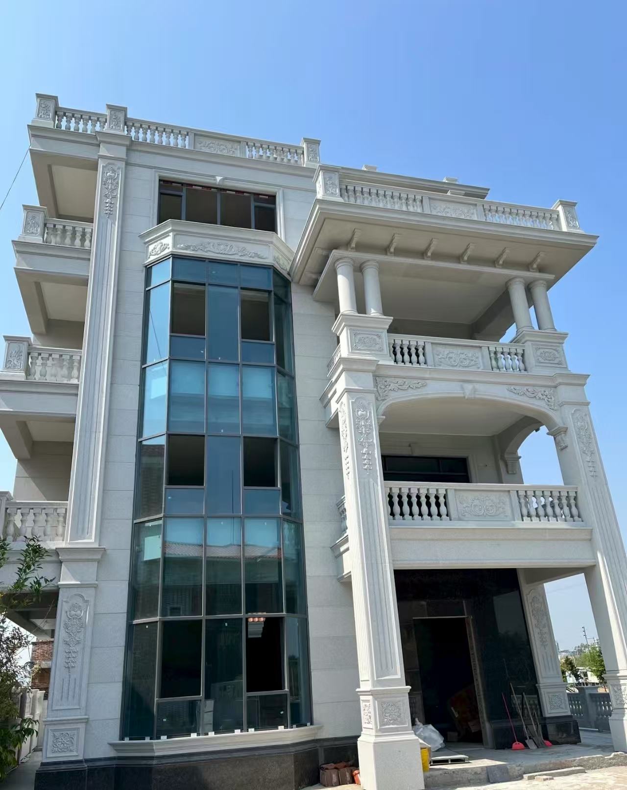 茂名 白麻花岗岩别墅外墙干挂效果展示