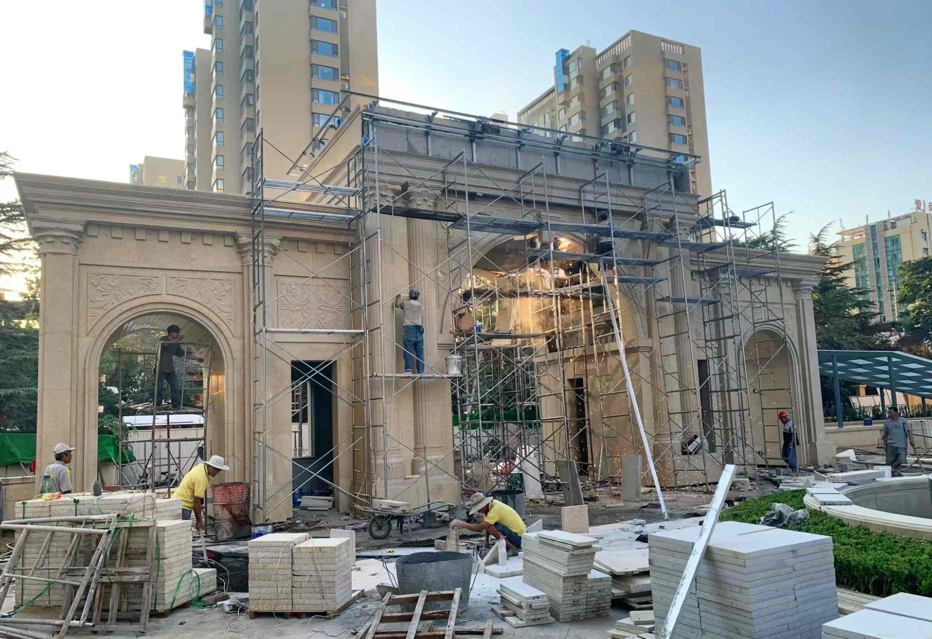 茂名 黄金麻荔枝面花岗岩小区门楼外墙干挂